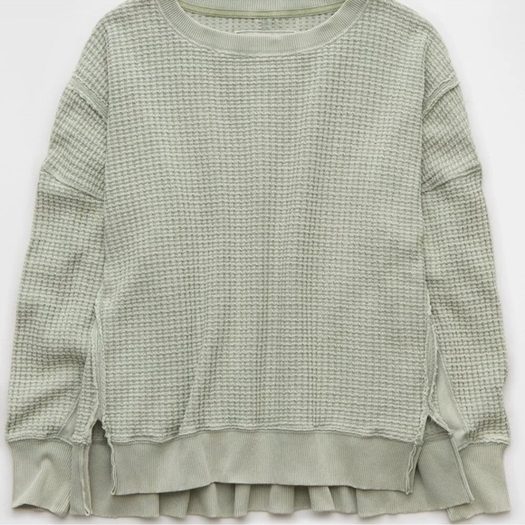 AE Big Hug Waffle Crew Neck Sweatshirt - Picture 3 of 15